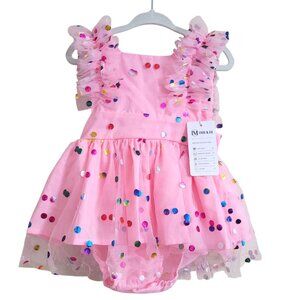 First 1st Birthday Girl Dress 6-12 Month Cake Smash Confetti Tutu Ruffle IMEKIS